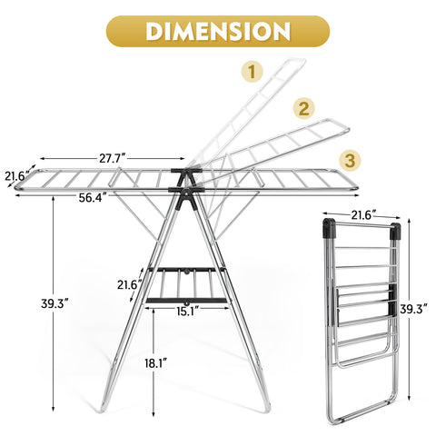 APEXCHASER drying rack gullwings folded for compact storage