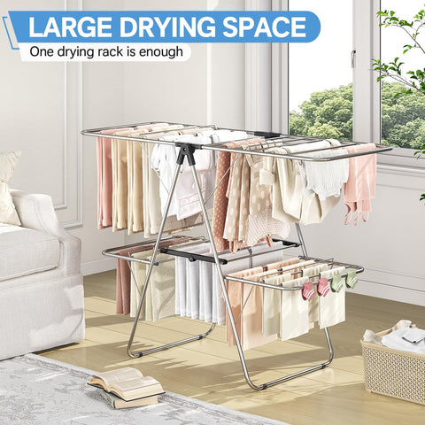 APEXCHASER drying rack suitable for both indoor and outdoor spaces.