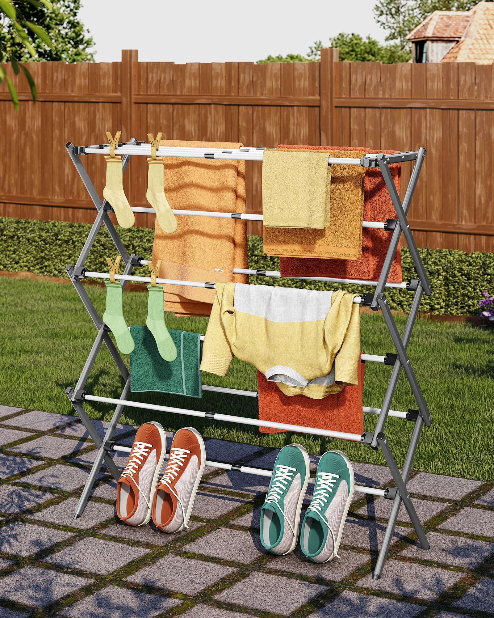 APEXCHASER racks drying towels and shirts efficiently for daily laundry
