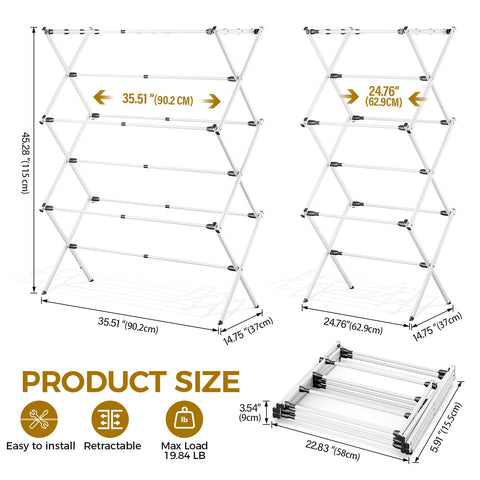 APEXCHASER upgraded-metal drying rack demonstrates sturdy structure for daily use.