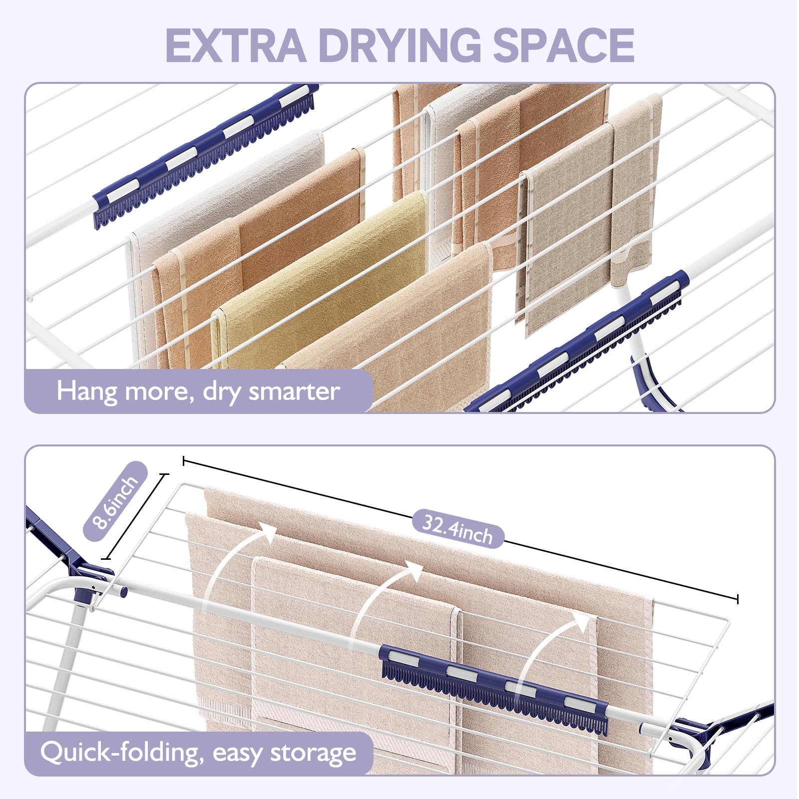 APEXCHASER windproof-grooves-drying-rack keep garments in place during drying.