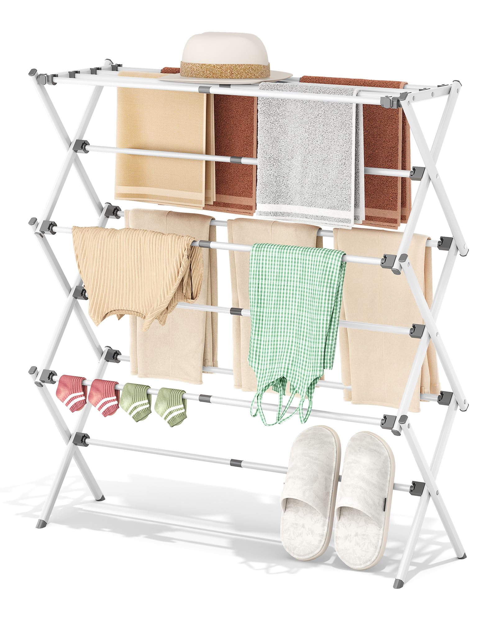 APEXCHASER 3-tier drying rack ready to handle heavy loads indoors or outdoors
