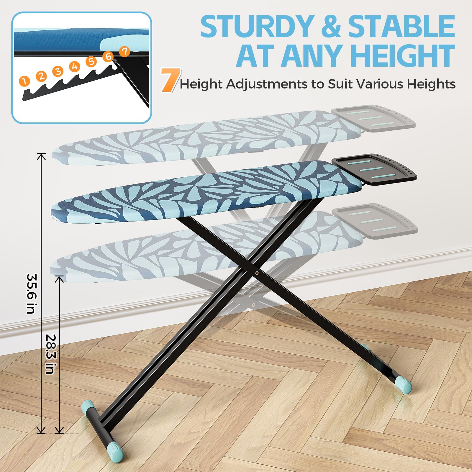 APEXCHASER foldable ironing board stand saves space in small rooms