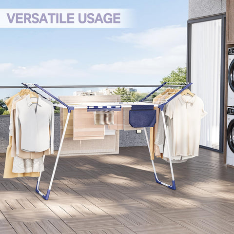 APEXCHASER indoor-outdoor-drying-rack shown on balcony for versatile use.