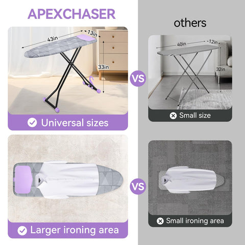 APEXCHASER compact ironing board design fits tight spaces like dorm rooms