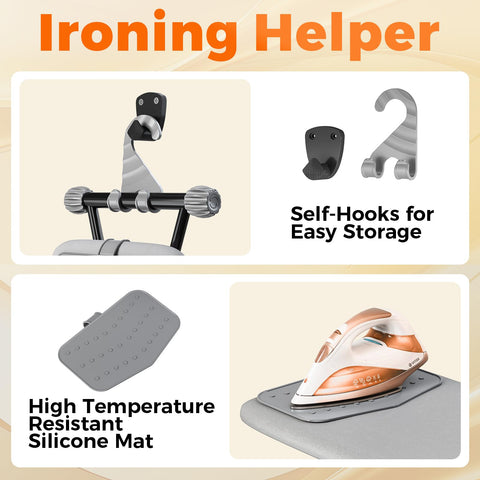APEXCHASER foldable ironing board for compact storage in small spaces.