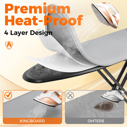 APEXCHASER height-adjustable ironing board supports standing or seated use.