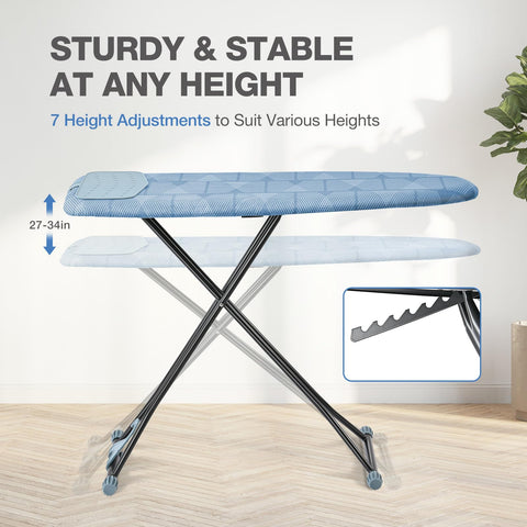 APEXCHASER ironing board height-adjustment adapts to your preferred ironing posture.