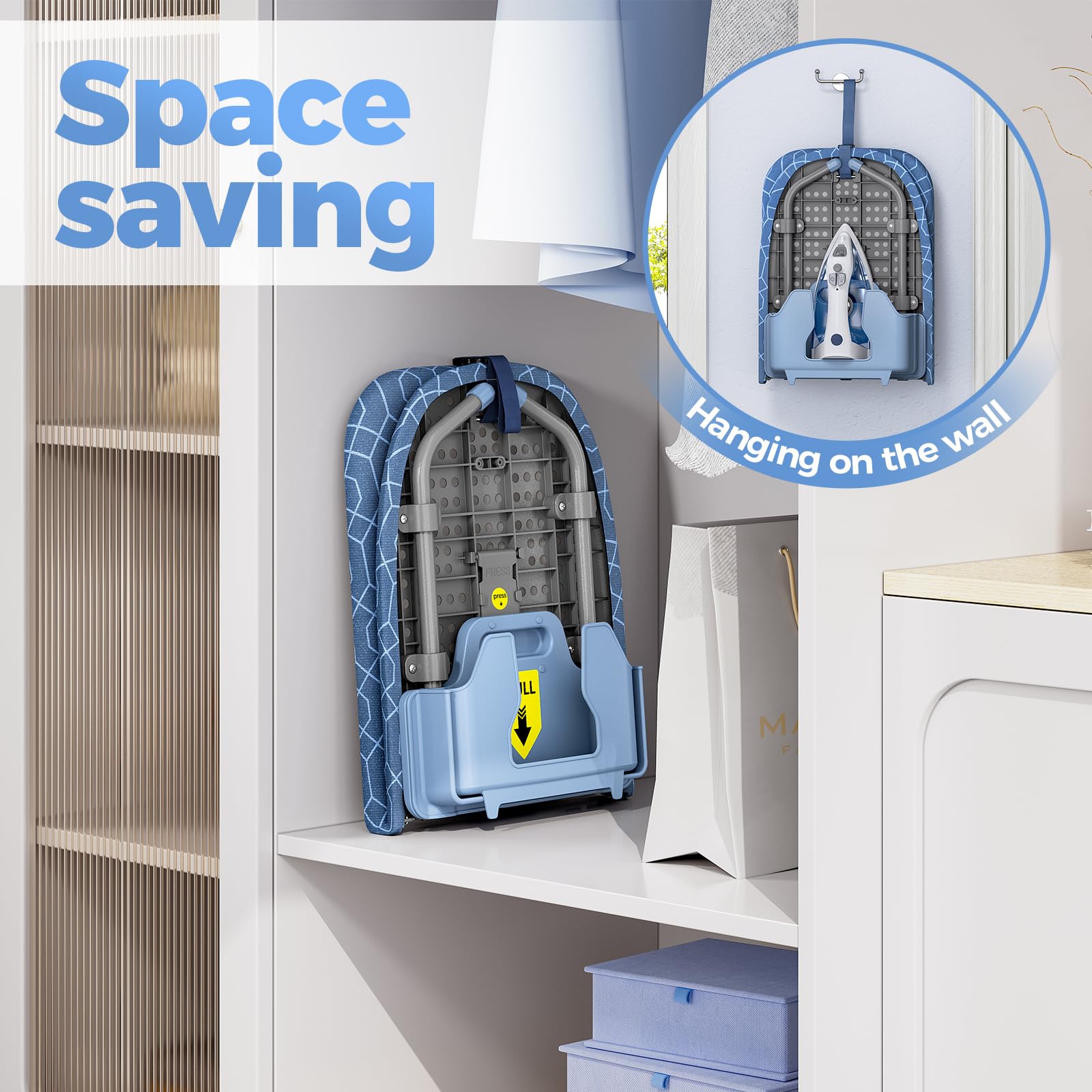 APEXCHASER ironing board with non-slip feet for stable placement