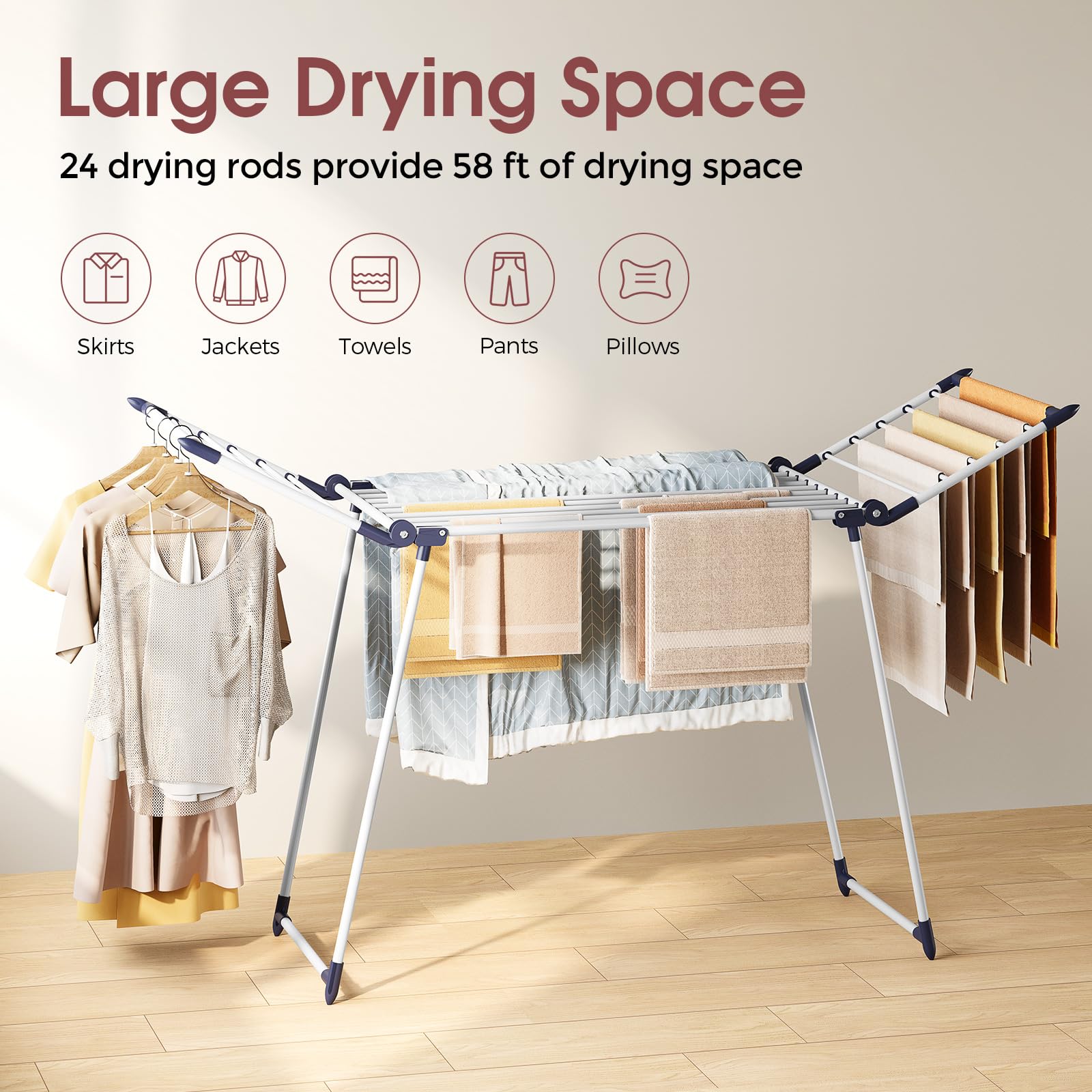 APEXCHASER metal clothes airer for indoor and outdoor use