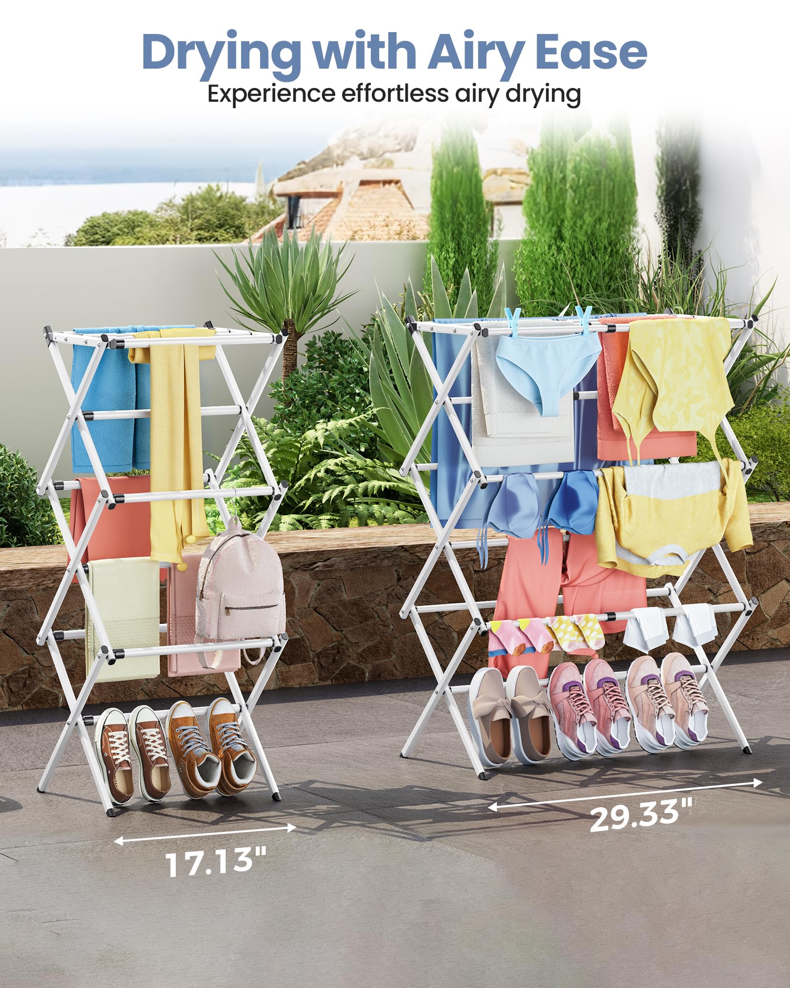 APEXCHASER quick-setup drying rack installs without tools for instant use.