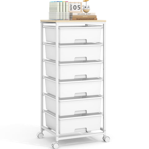 APEXCHASER rolling storage cart with six drawers for organized workspace.