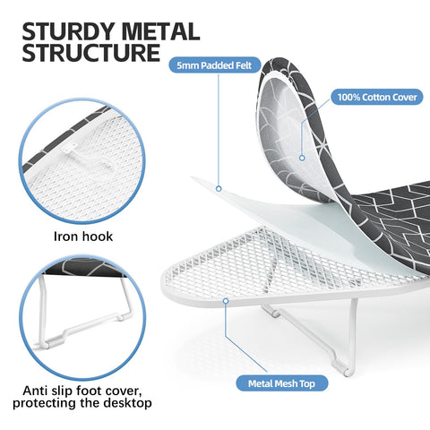 APEXCHASER ironing board folded legs enable flat storage after use.
