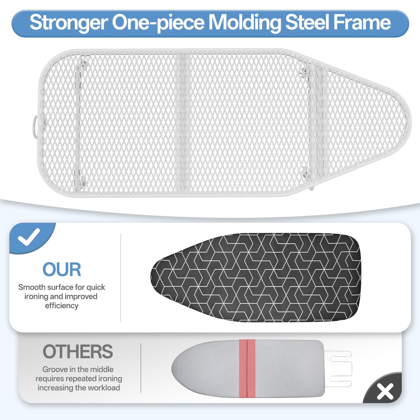 APEXCHASER small ironing board mesh frame emphasizes durability and stability.