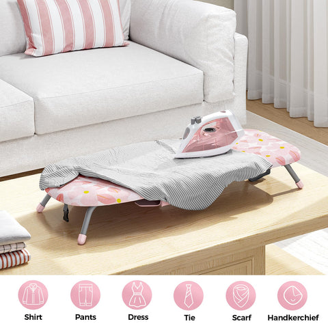 APEXCHASER compact ironing board with non-slip feet stays stable during use.