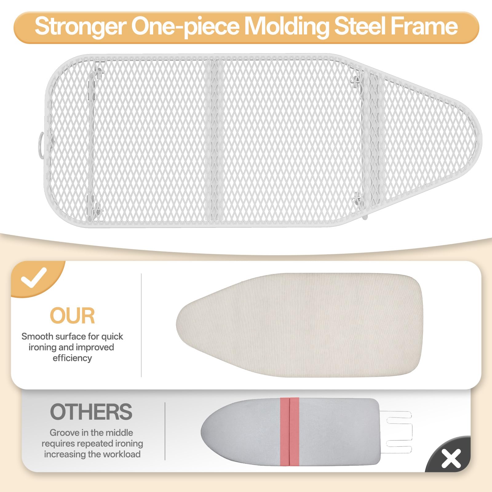 APEXCHASER table top ironing board with metal mesh frame offers lasting stability.