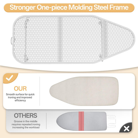 APEXCHASER table top ironing board with metal mesh frame offers lasting stability.