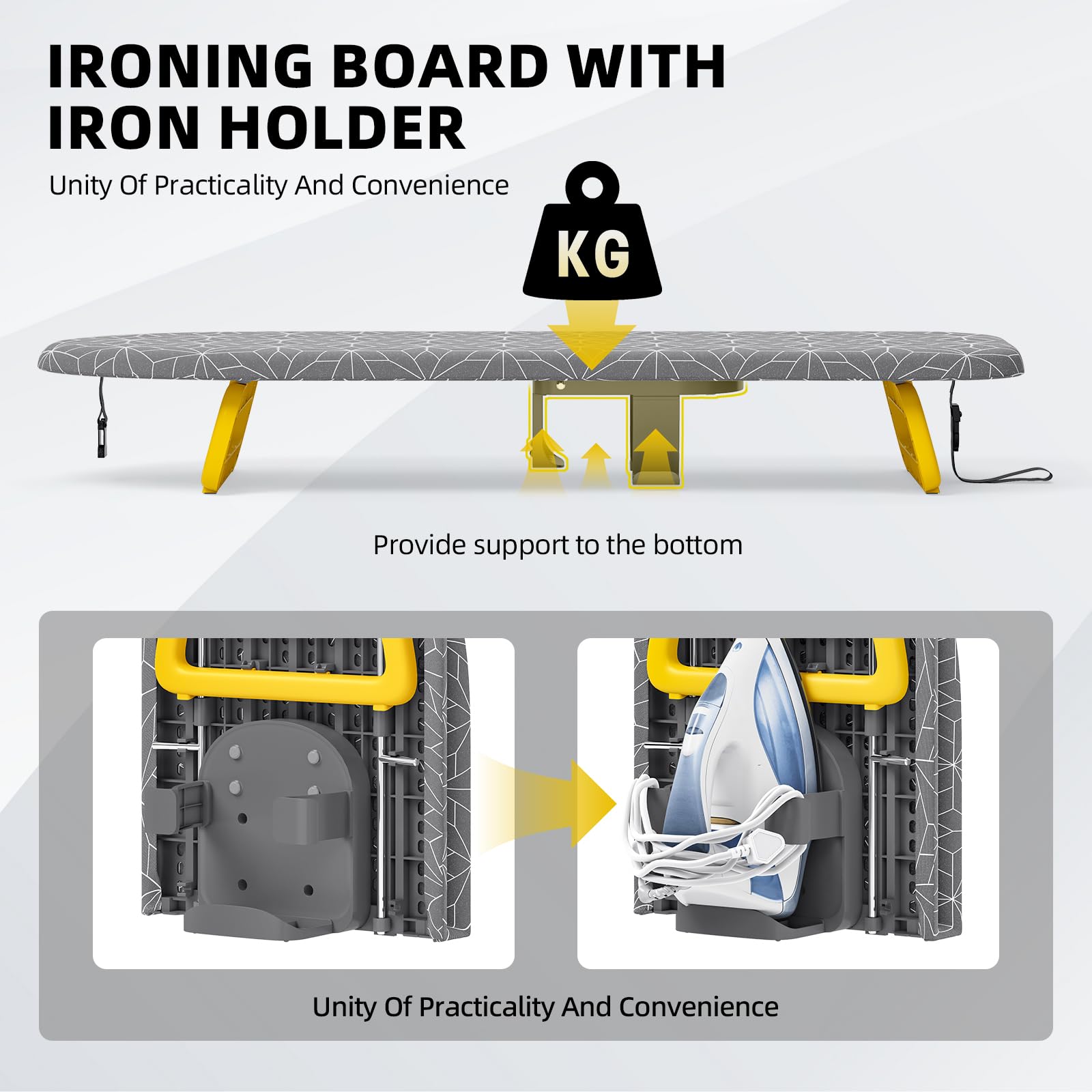 APEXCHASER compact table top ironing board with sturdy legs for stable ironing.