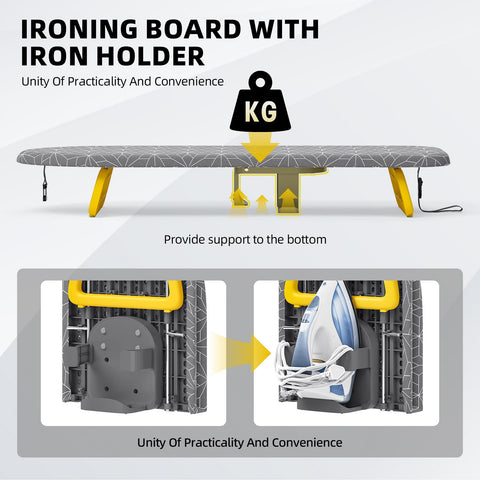 APEXCHASER compact table top ironing board with sturdy legs for stable ironing.