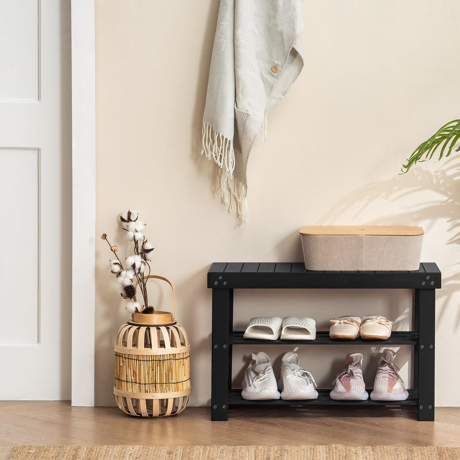Apicizon bamboo shelf with 27-6-inch length for versatile storage