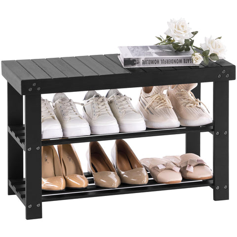 Apicizon bamboo shoe rack 3-tier for organized entryways and easy access