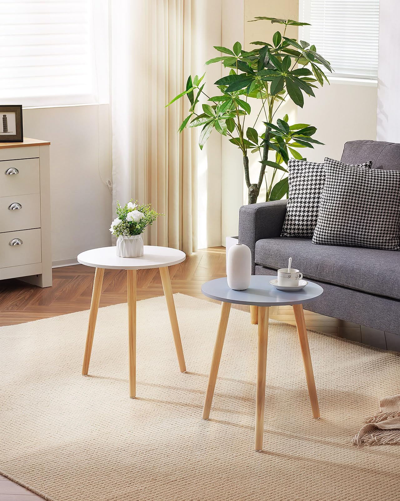 Apicizon round side table bedroom use pairs with nightstand and lamp