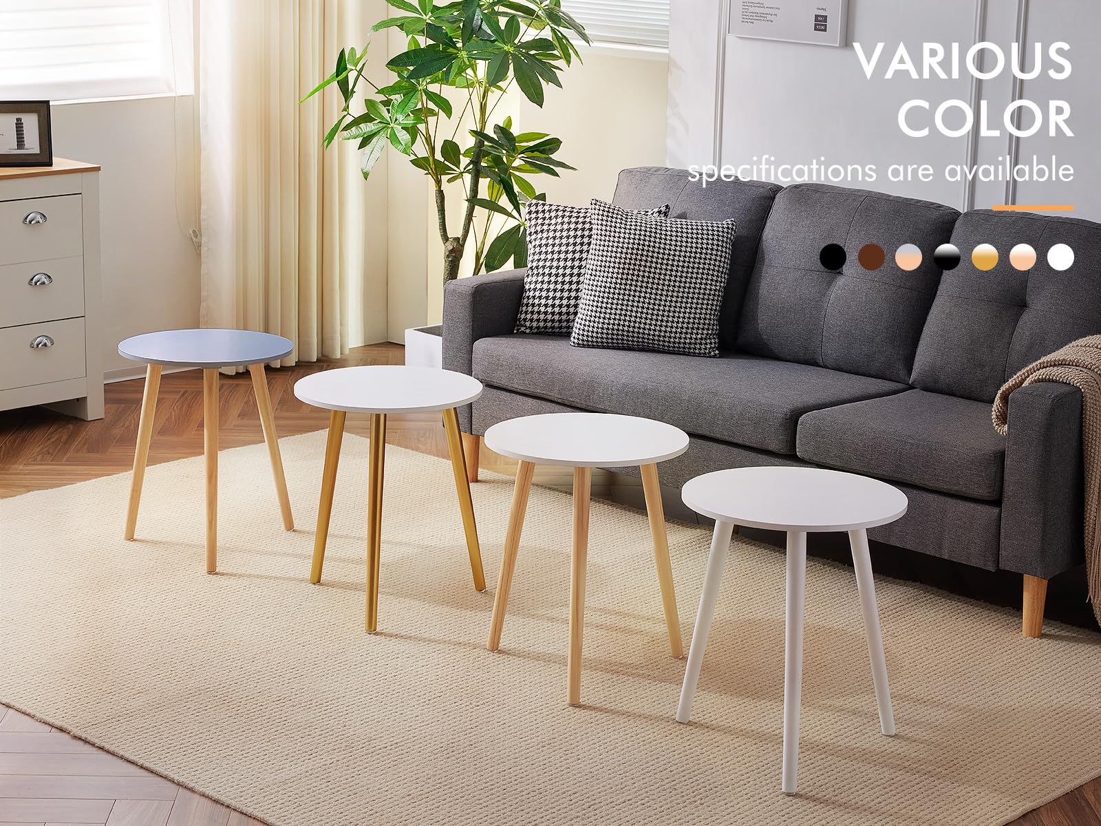 Apicizon round side table waterproof coating easy cleaning and spill resistance