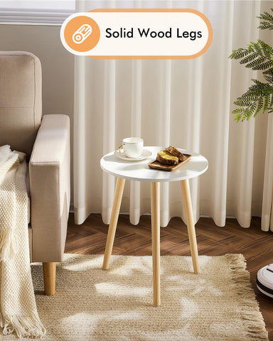 Apicizon round side table wood legs with natural contrast for versatile styling