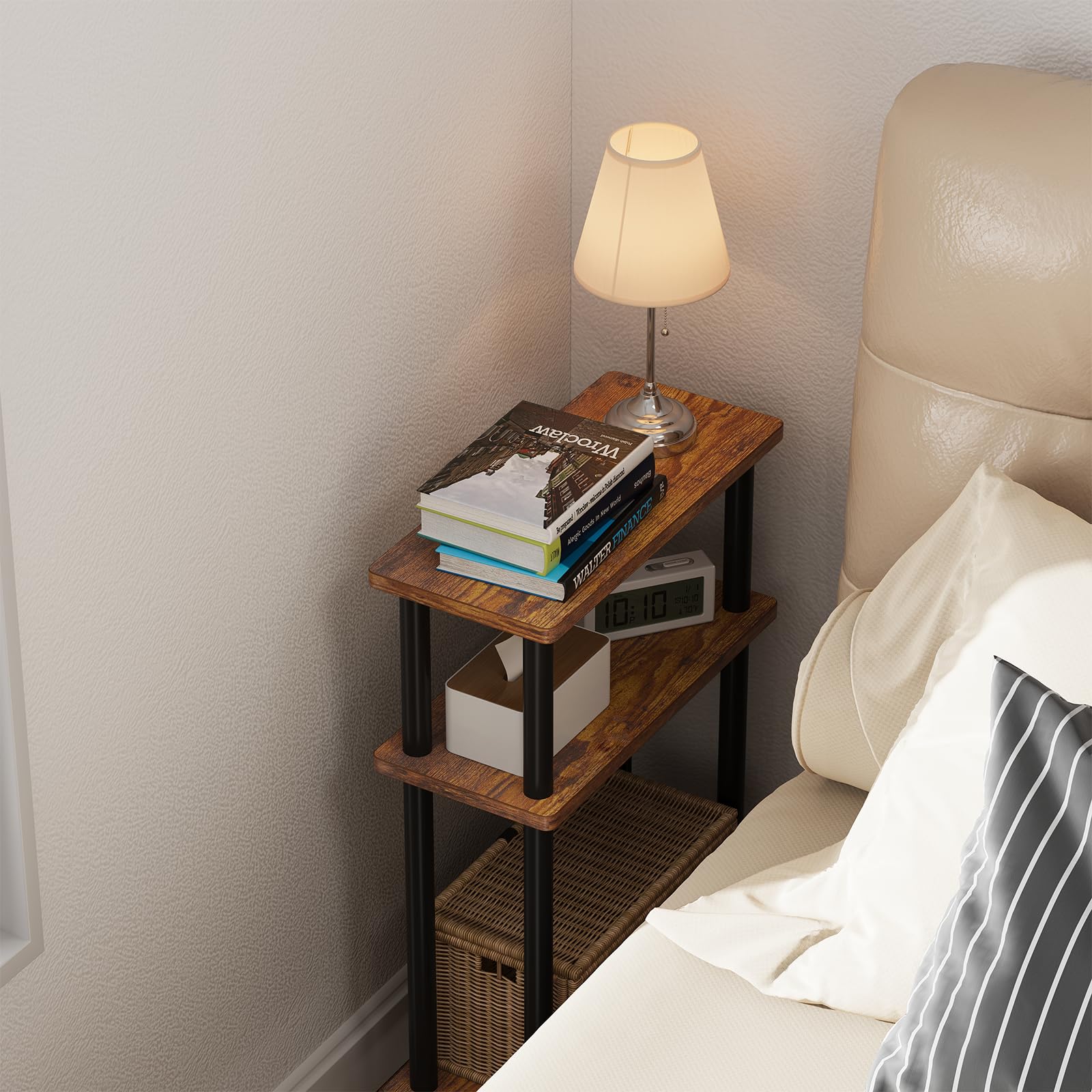Apicizon slim nightstand fits beside sofa for handy essentials.