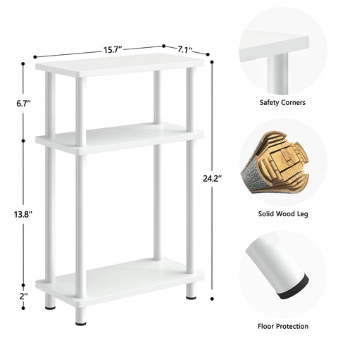 Apicizon slim white nightstand showing durable MDF wood construction and water-resistant coating.