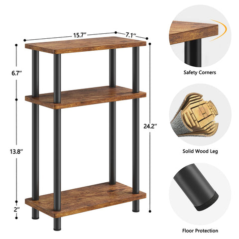 Apicizon three-tier storage shelves organize remotes and accessories in bedrooms.