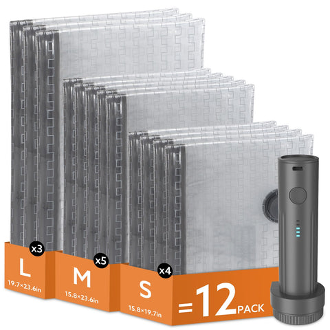 Apoaa travel vacuum bags pack showing multiple sizes for efficient luggage organization.