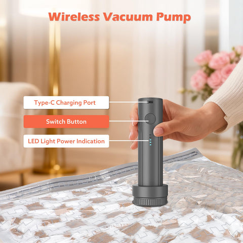 Apoaa wireless air pump powers fast vacuum sealing during trips.