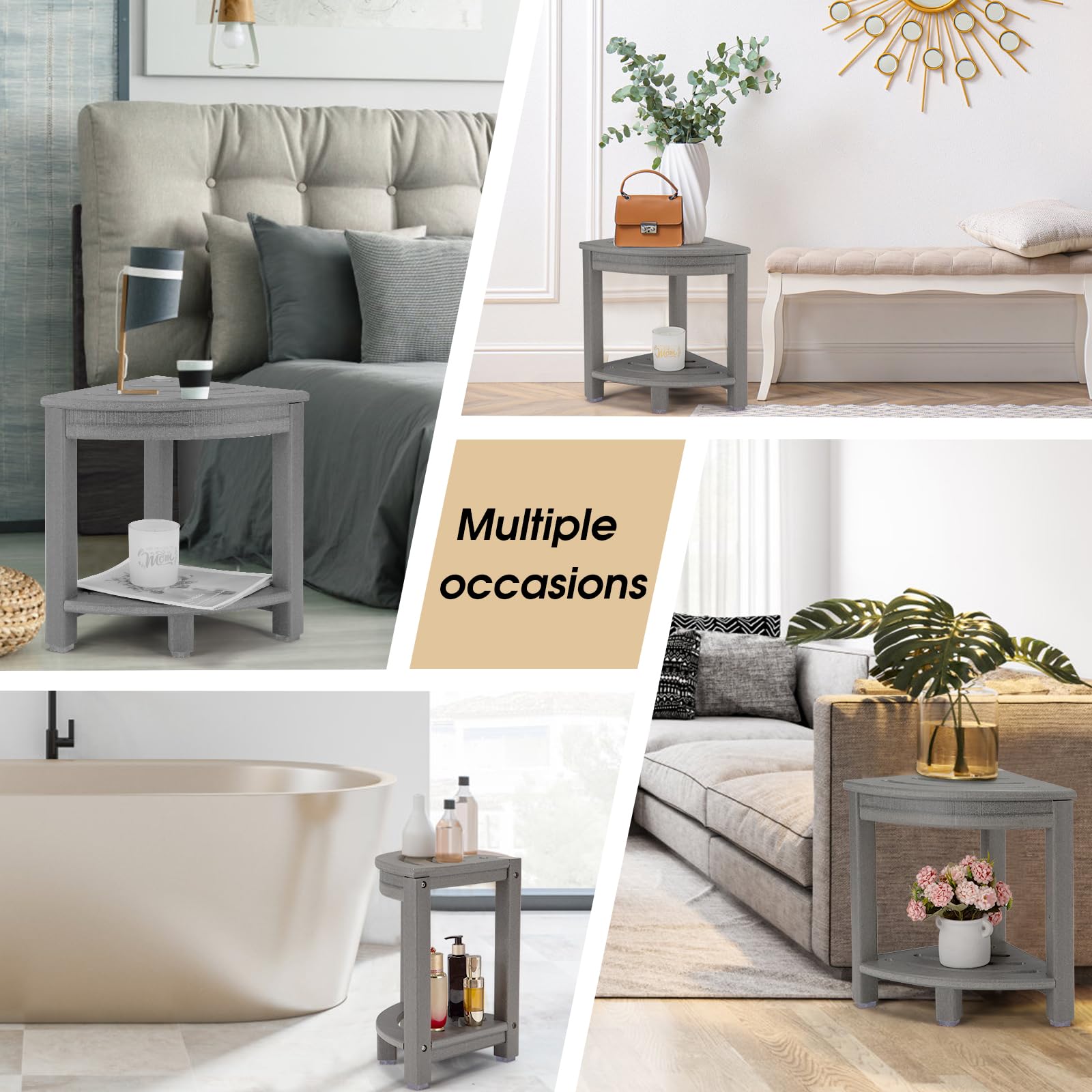 Apolimi compact bathroom stool fitting into a tight shower corner