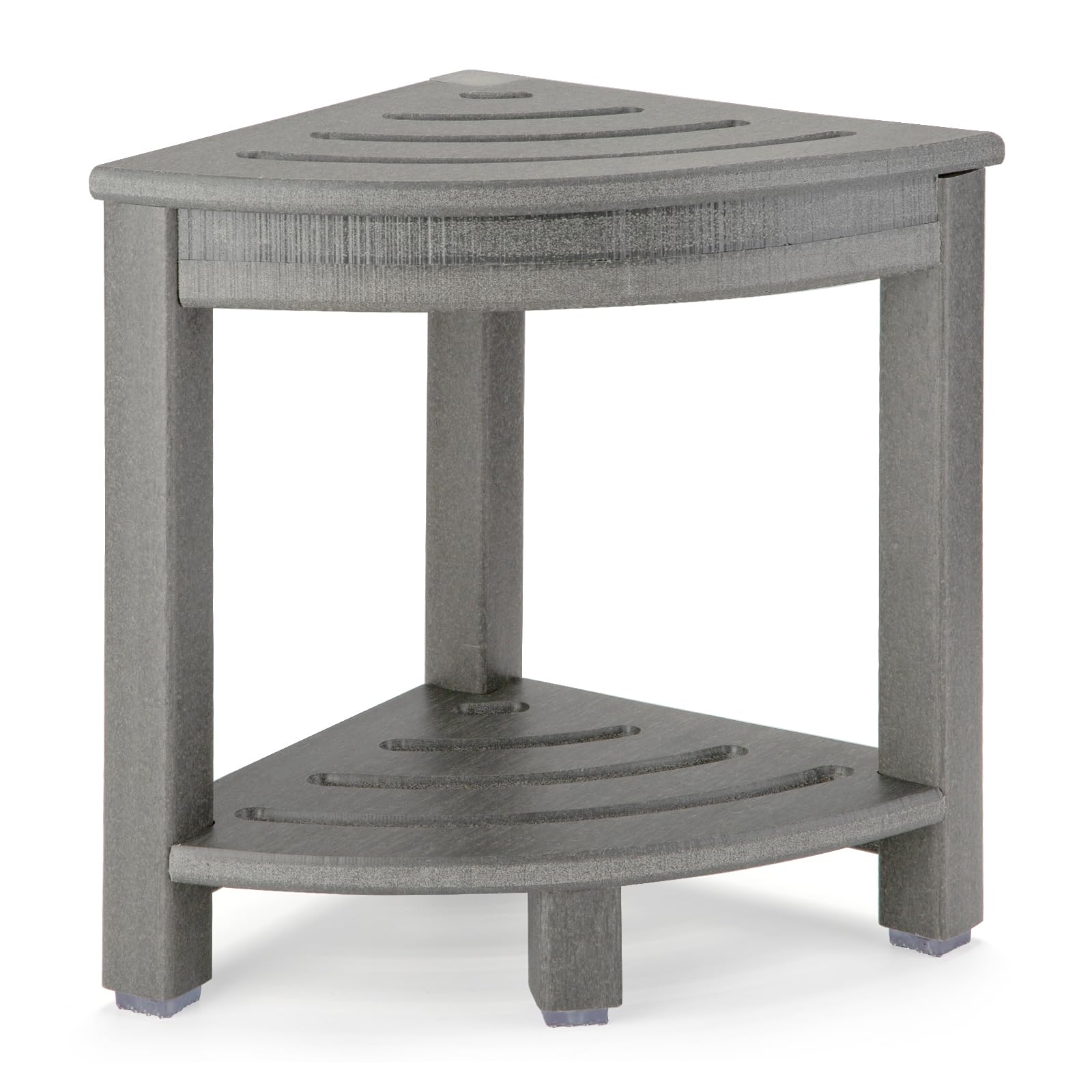 Apolimi HDPE corner shower stool in grey offering space-saving seating for small bathrooms