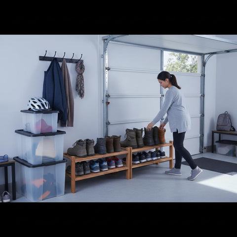 APPAFUN Entryway mudroom organizer helps keep coats and shoes neat.