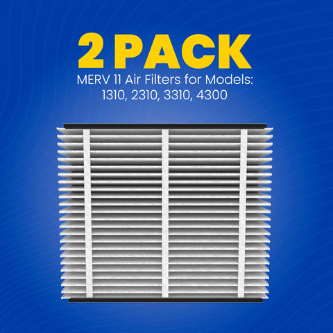 Aprilaire 310 replacement filter packaging highlights model compatibility with 1310, 2310, 3310, 4300.