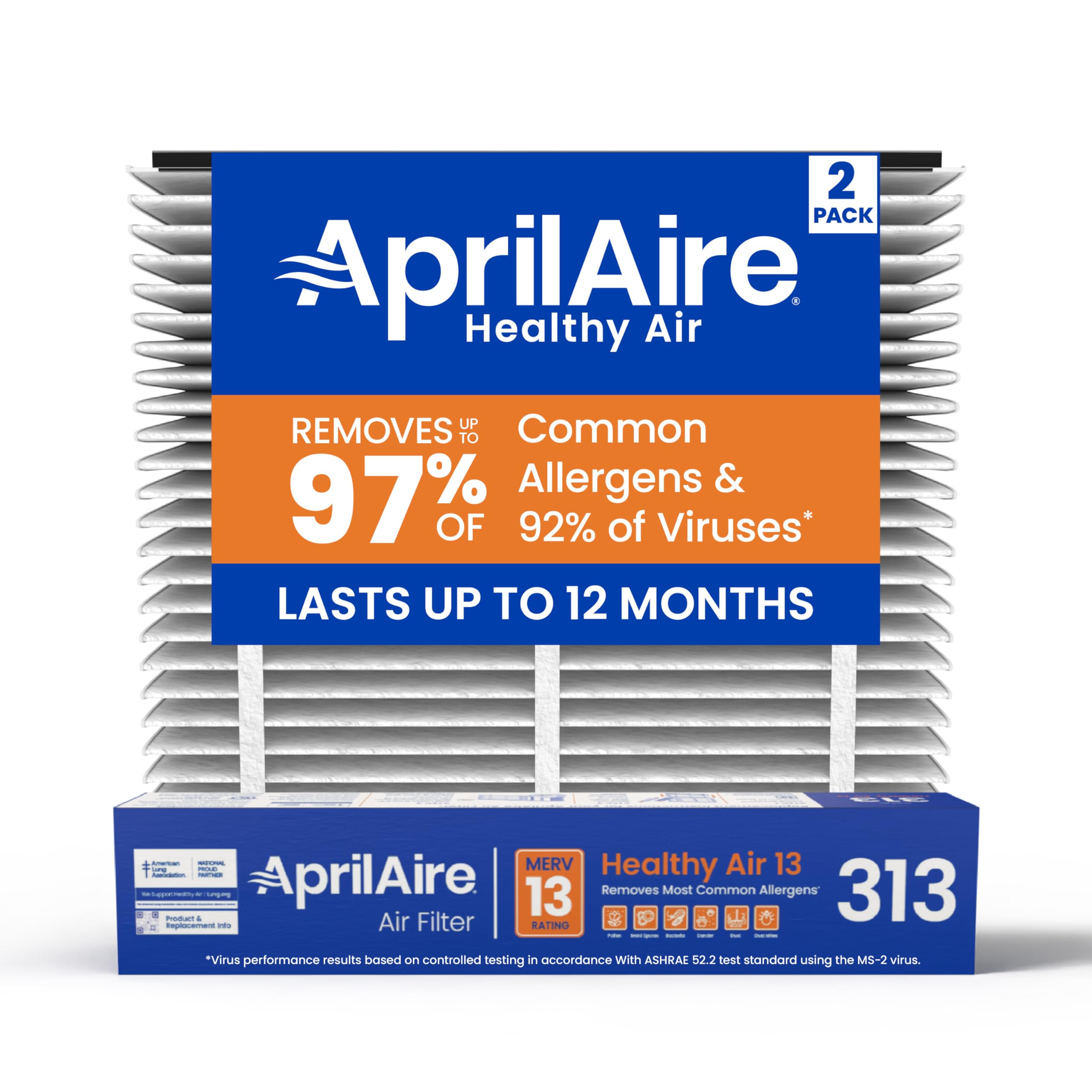 Aprilaire 313 replacement filter pack 2 for purifiers reduces common allergens.