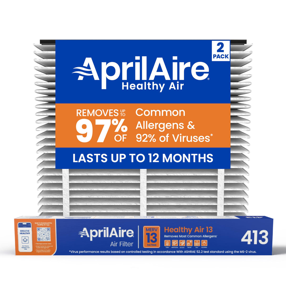 Aprilaire 413 replacement filter pack 2 fits whole-house purifiers.