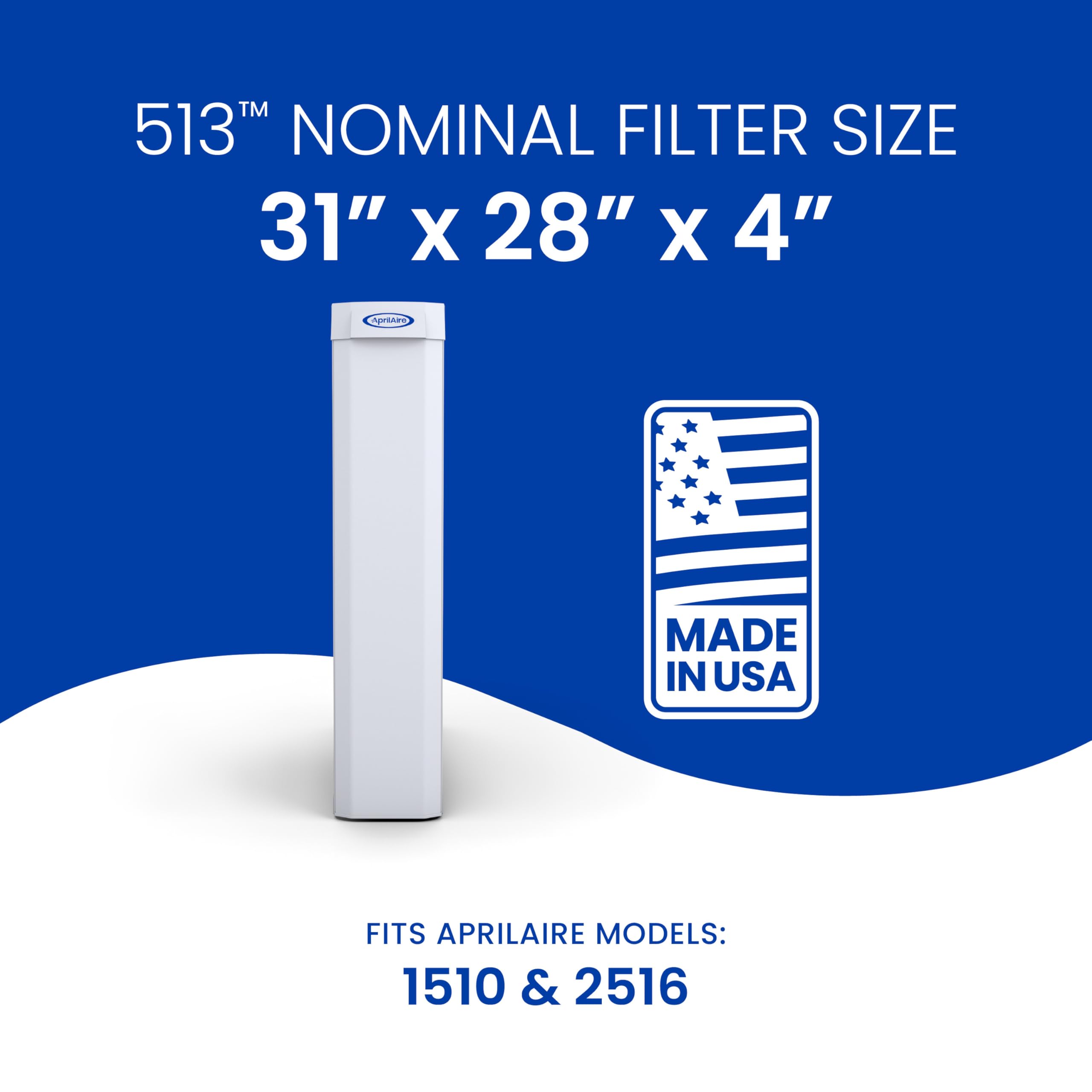 Aprilaire 513 filter media area equals 48.4 square feet for efficient filtration.
