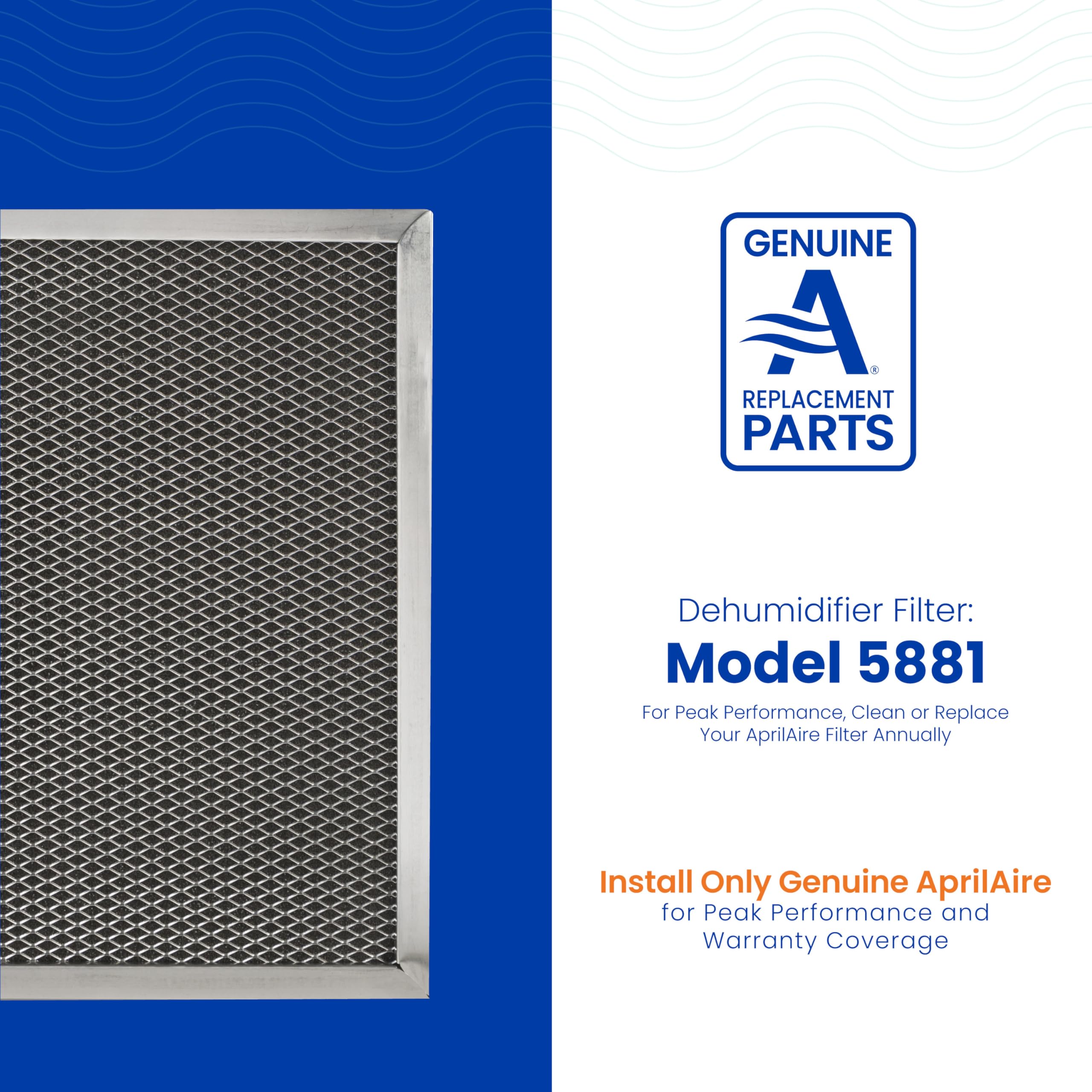 Reversible Aprilaire 5881 filter design fits both orientations in dehumidifiers