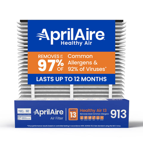 Aprilaire 913 replacement filter front view showing fit for Model 1910 and high filtration