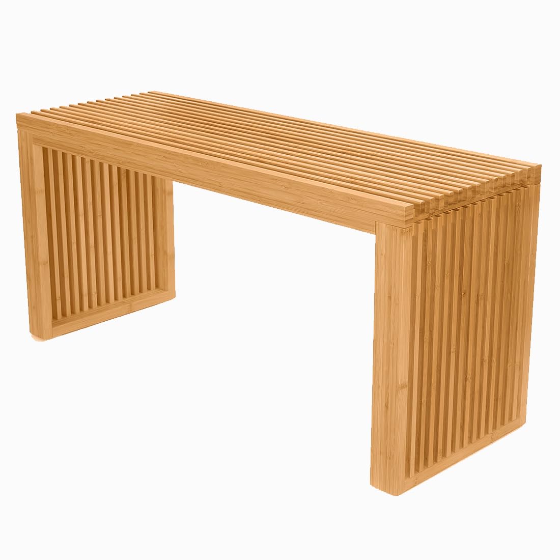 APRTAT Bamboo Dining Bench 35inch with grille-inspired detail for entryways.