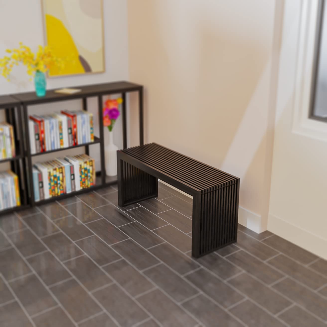 APRTAT bamboo dining bench easy wipe cleaning and maintenance.