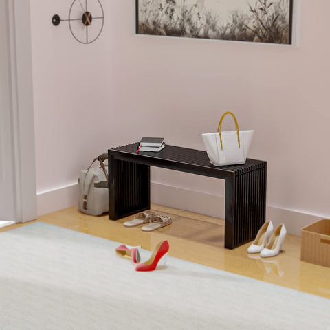 APRTAT bamboo dining bench entryway setup demonstrates compact, space-saving seating.