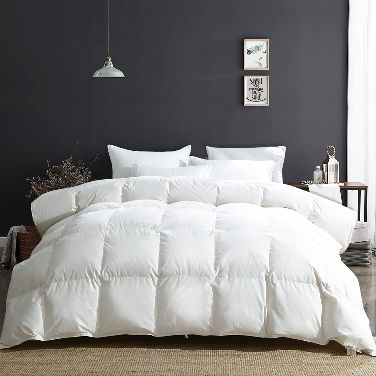 APSMILE king-size luxury down fiber comforter with plush surface for year-round warmth.