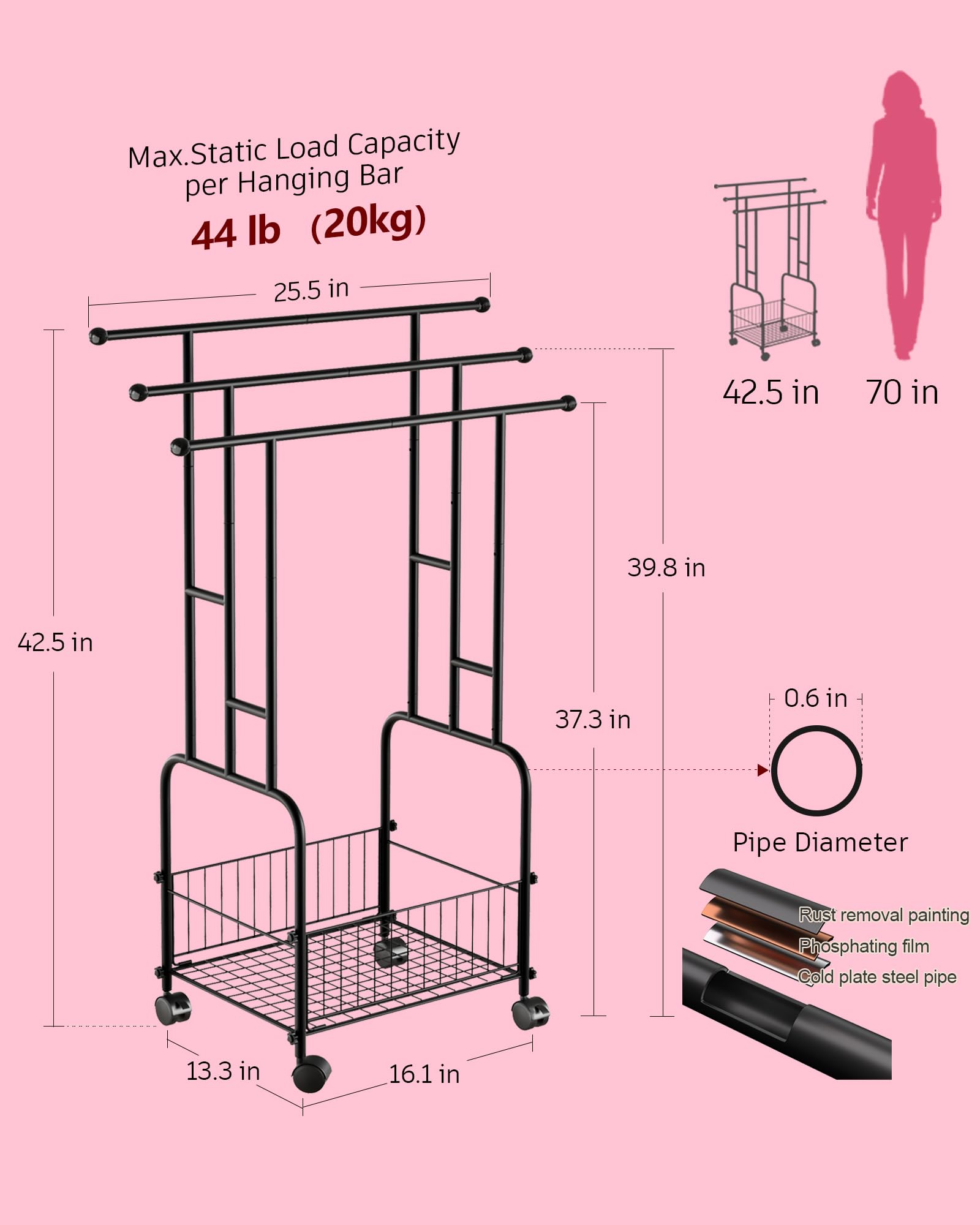 Apsvwys towel rack side view highlighting the 3-tier ladder and ample hanging space.
