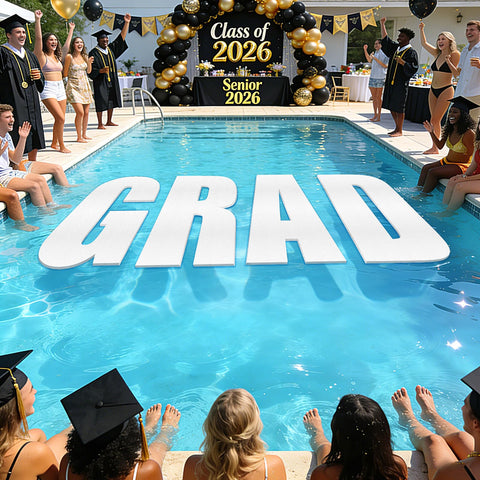 APUDWN Class of 2026 decor complements pool party backdrops.
