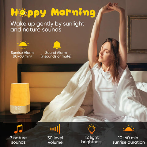 APUZOM dimmable bedside lamp pairs lighting with sleep sounds