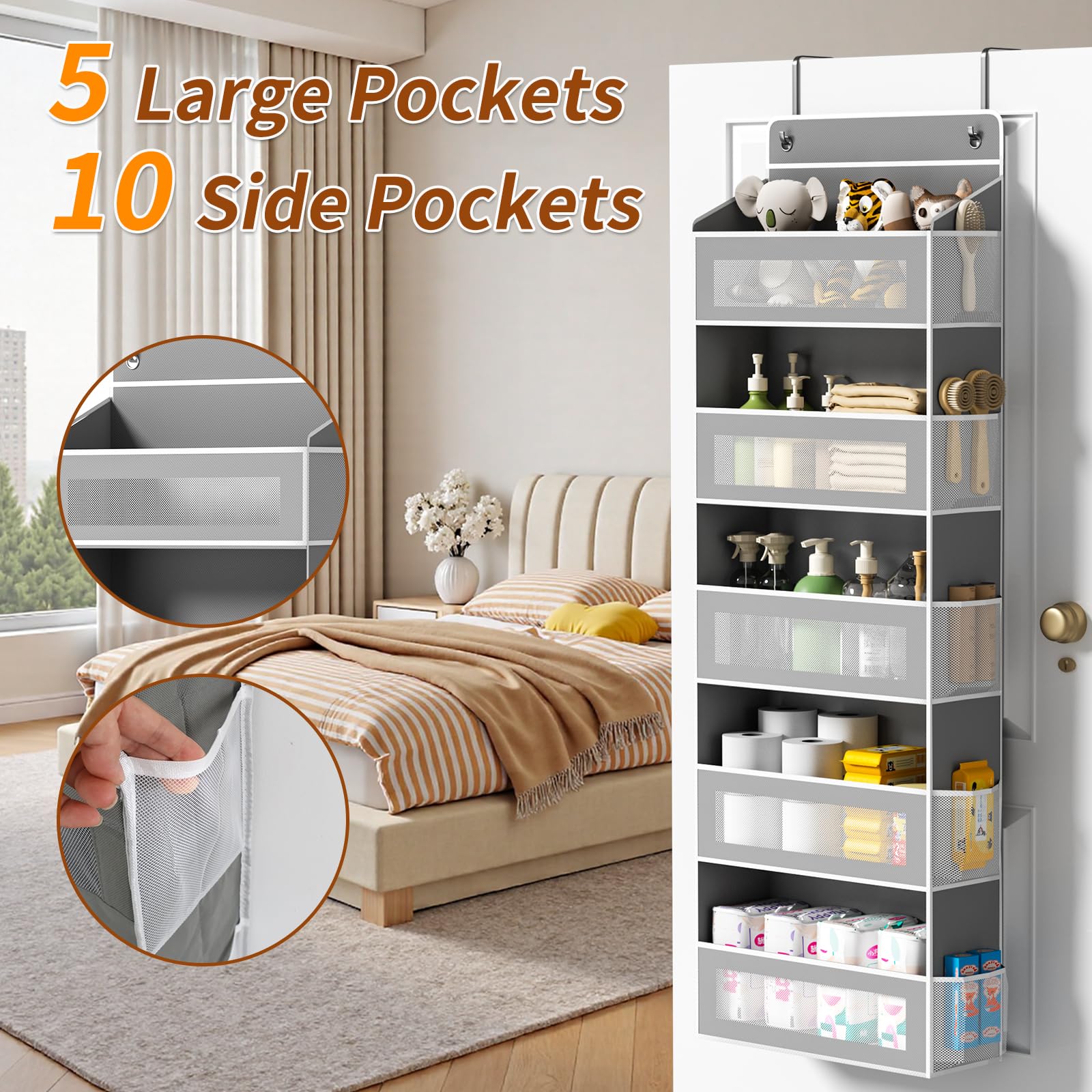 AQOOA door organizer demonstrates 44 lb capacity for heavier items without sag